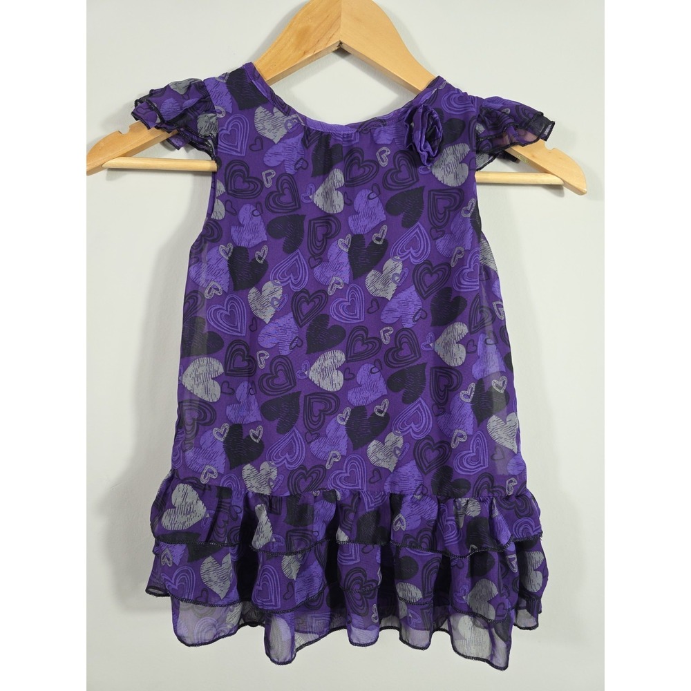 Vintage Y2K George Girls Purple Heart Ruffle Dress 5T Layered Party Cute
